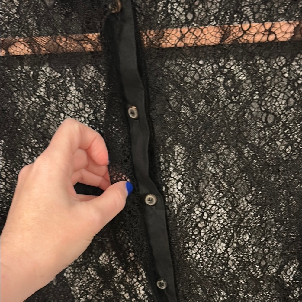 Allsaints Black Lace Button Down Top - image 3